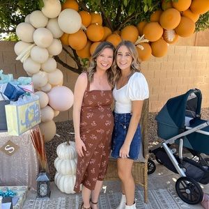 Flower brown midi dress